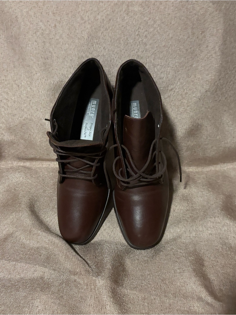 Munro Dark Brown Leather Heeled Ankle Boots